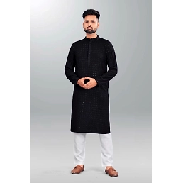 Heavy Rayon Kurta with Chikan Work and Magic Cotton Payjama