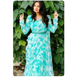 Printed Georgette Maxi Dress Set with Dupatta