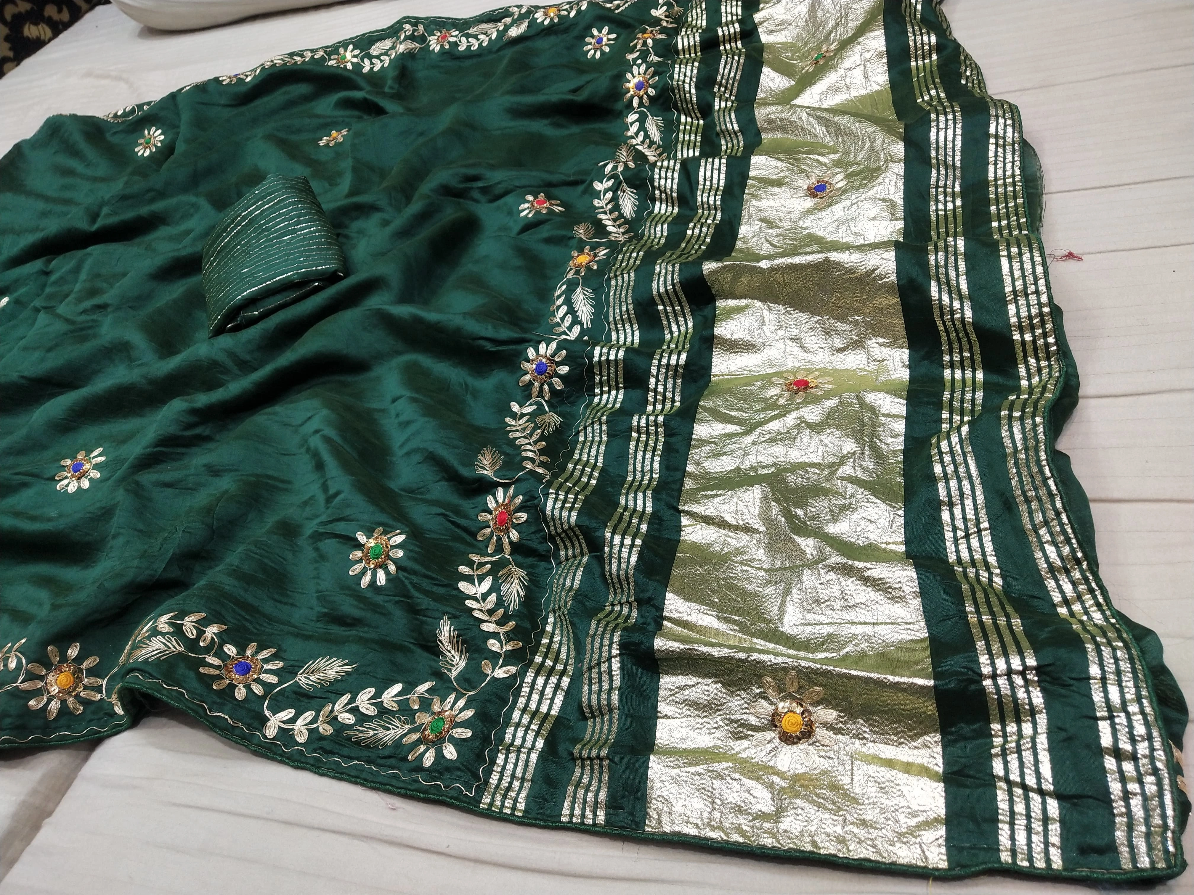 High-Quality Pure Rasiyan Silk Saree with Soft Jari and Matching Blouse-NSD-08-Green