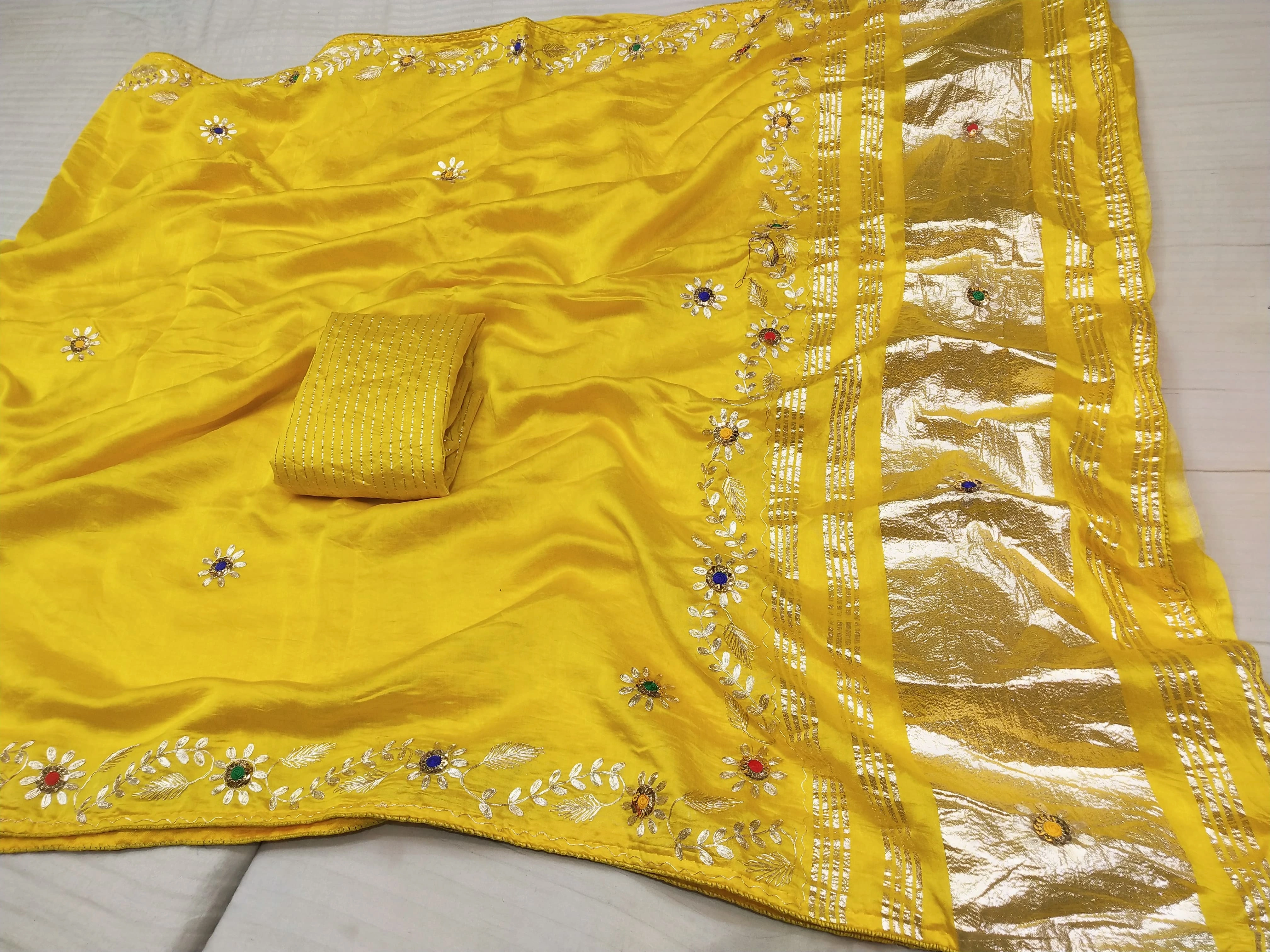 High-Quality Pure Rasiyan Silk Saree with Soft Jari and Matching Blouse-NSD-08-Yellow