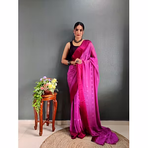 1 Min Ready to Wear Soft Georgette Saree with Satin Butti Blouse