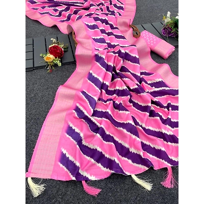 YNF Beautiful Handloom Silk Panchrangi Saree with Jari Border