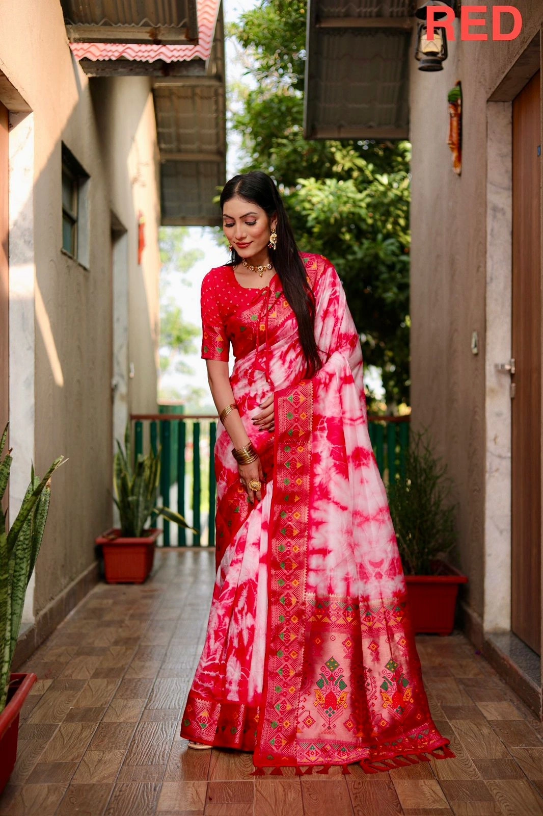 Exquisite Zari and Minakari Weaved Saree with Rich Pallu-VAD-07-Red