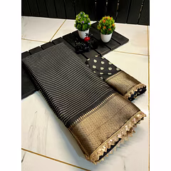 Pure Dola Silk Flower Saree with Lace Patti Work