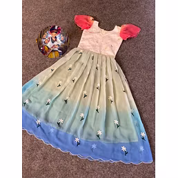 Floral Embroidered Sequin Gown for Kids