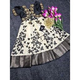 Silk Fabric Digital Print Gown - High Quality, Various Sizes Available