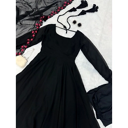 Georgette Anarkali Suit with Beautiful Thread Work - Fully Stitched and Adjustable