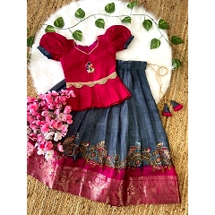 Stylish Heavy Silk Lehenga with Weaving Border and Unique Tassels