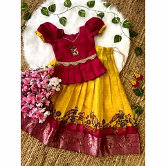 Stylish Heavy Silk Lehenga with Weaving Border and Unique Tassels