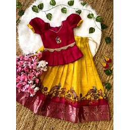 Stylish Heavy Silk Lehenga with Weaving Border and Unique Tassels
