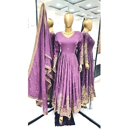 New Designer Party Wear Gown: Full Embroidery, Ready-to-Wear, Heavy Sequence Work