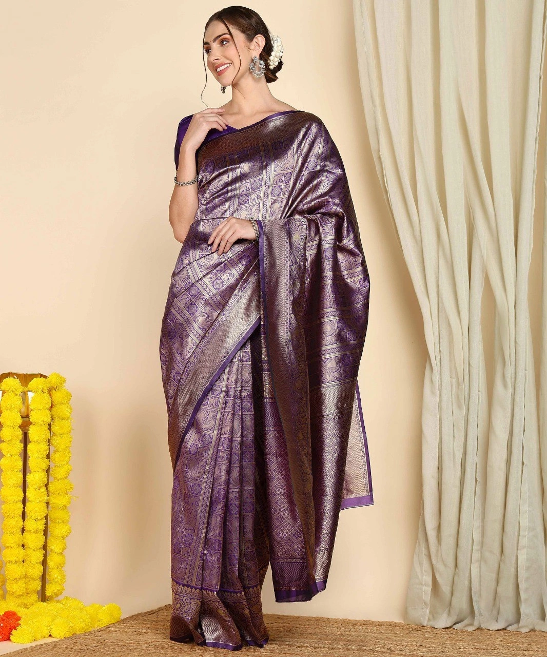 Banarasi Soft Silk Saree: Elegant-Blue-2