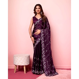 Premium Burberry Silk Saree: Beautiful, Embroidered, and Elegant!