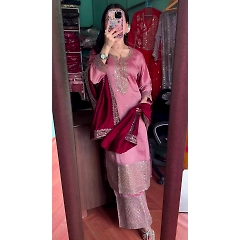 Chinnon Silk Top, Pant & Dupatta Set: Heavy Embroidery, Ready-to-Wear