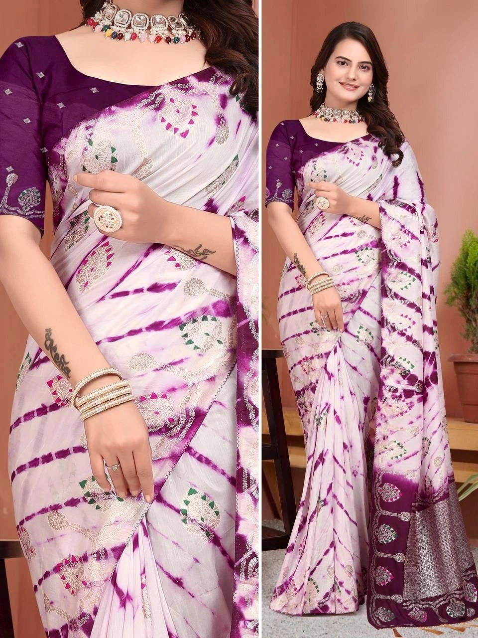 Luxurious Russian Cotton Silk Saree: Intricate Zari Weaving &amp; Exquisite Meenakari-RUD-02-Wine