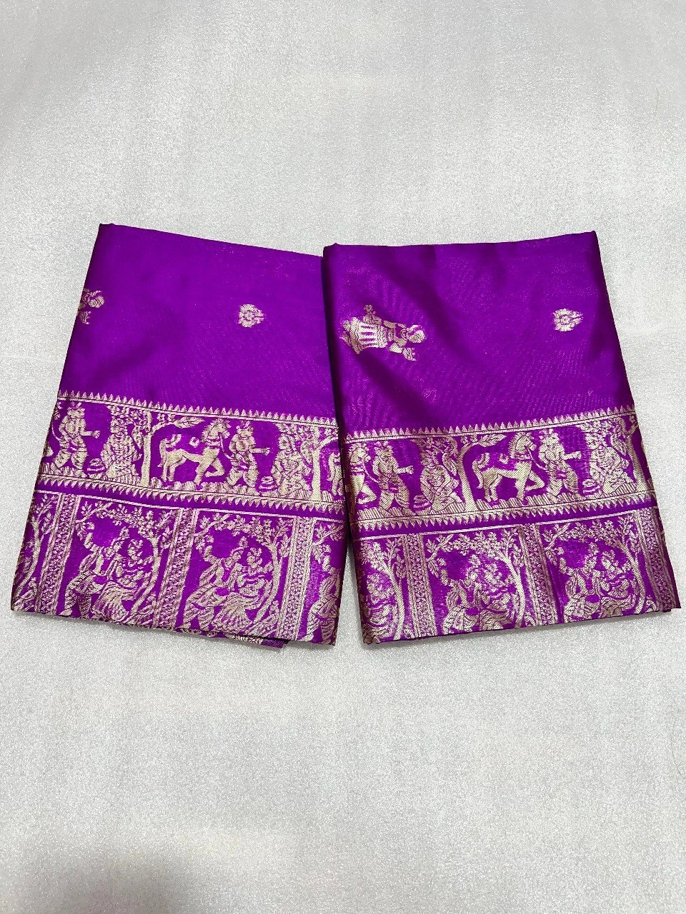 Banarasi Soft Silk Saree: Exquisite Fabric with Jacquard Border-RKT-139-Purple