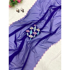 Georgette Saree with RKO Border and Embroidered Blouse