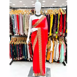 Heavy Zarkan Work Saree with Swarosky Border