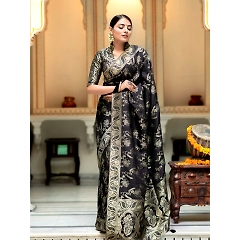 Pure Banarasi Soft Silk Saree with Gold Zari Weaving - Stunning and Heavy