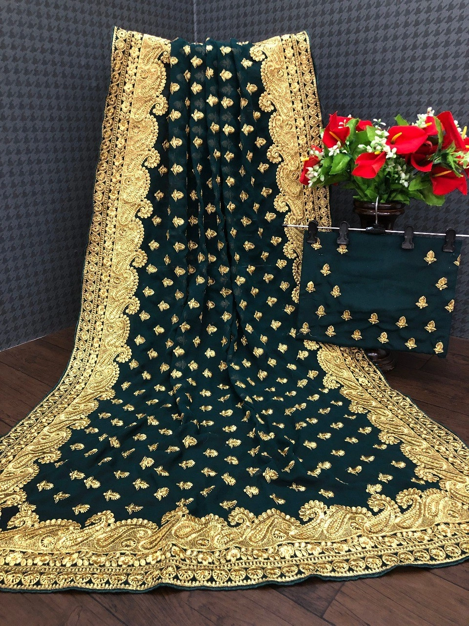 Soft Georgette Saree with Intricate Embroidery, Unleash Your Glamour!-RDD-149-Black