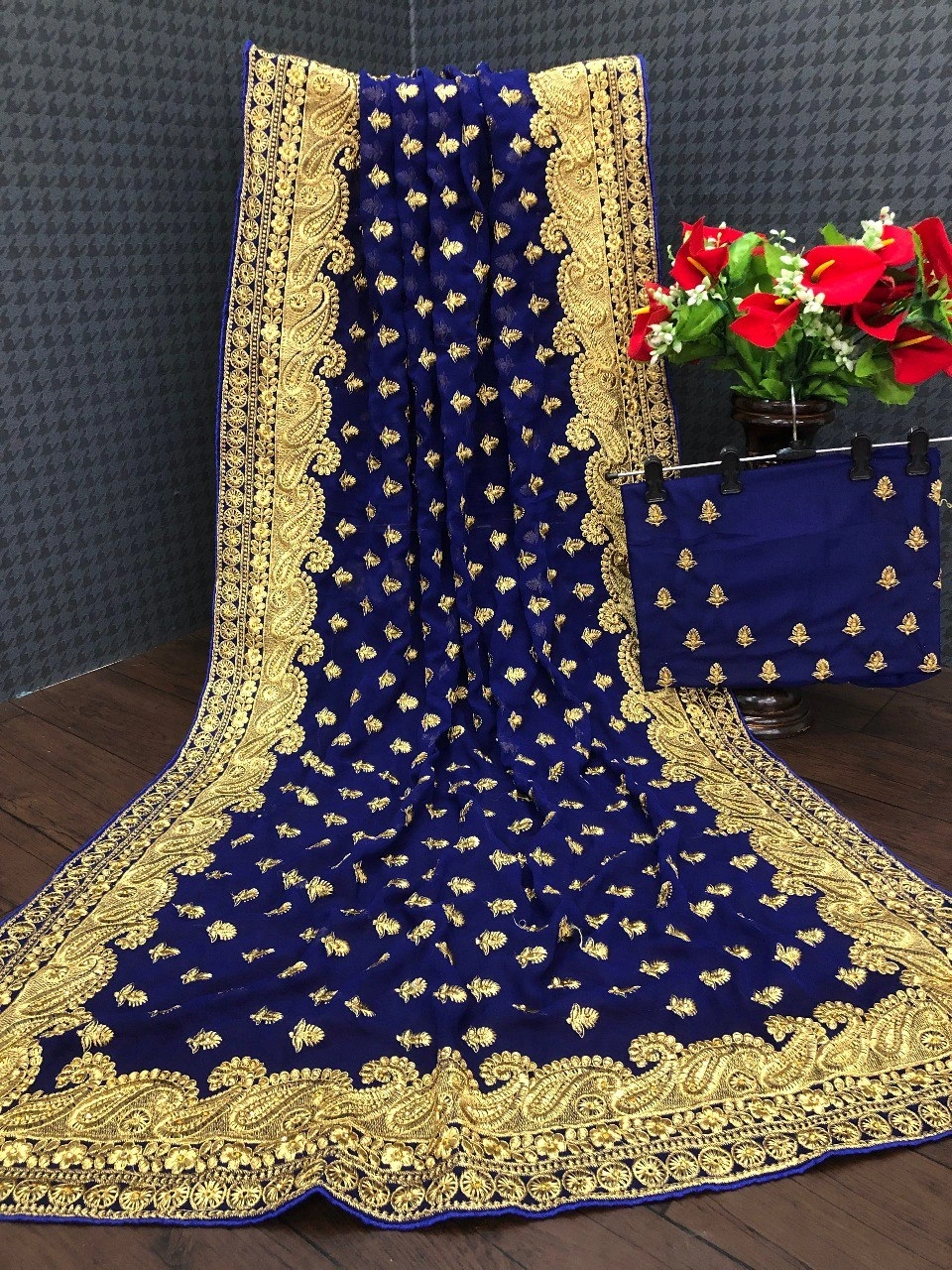 Soft Georgette Saree with Intricate Embroidery, Unleash Your Glamour!-RDD-149-Blue