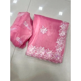 YNF Golden Sequin Embroidered Saree with Fancy Blouse
