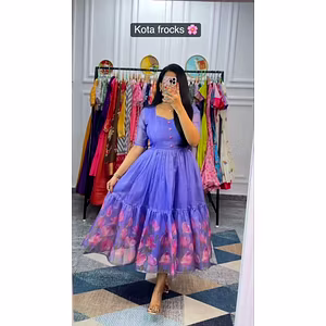 Attractive Kota Frock with Side Pocket and Full Lining