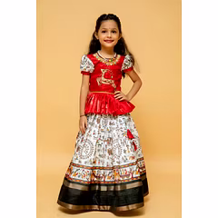 Sparkling Hand-Embroidered Blouse & Lightweight Printed Lahenga Set