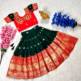 Stunning Embroidered Blouse with Georgette Lahenga - Perfect for All Ages!