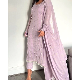 48" Thread & Rivet Moti Lace Border Dress with Micro Inner & Foux Gorgette Dupata, 1kg