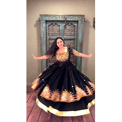 Foux Gorgette Lehenga with Micro Work - 1kg