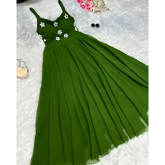 8m Flared Pure Georgette Anarkali Gown with Designer Mirror Work