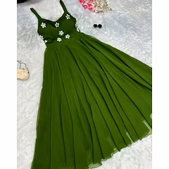 8m Flared Pure Georgette Anarkali Gown with Designer Mirror Work