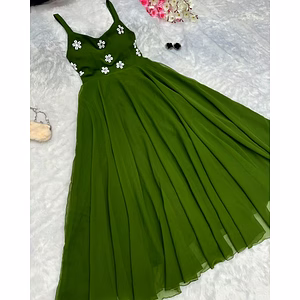 8m Flared Pure Georgette Anarkali Gown with Designer Mirror Work