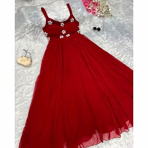 8m Flared Pure Georgette Anarkali Gown with Designer Mirror Work