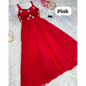 8m Flared Pure Georgette Anarkali Gown with Designer Mirror Work