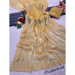 Soft Zimmy Choo Chiffon Saree with Thread and Diamond Work