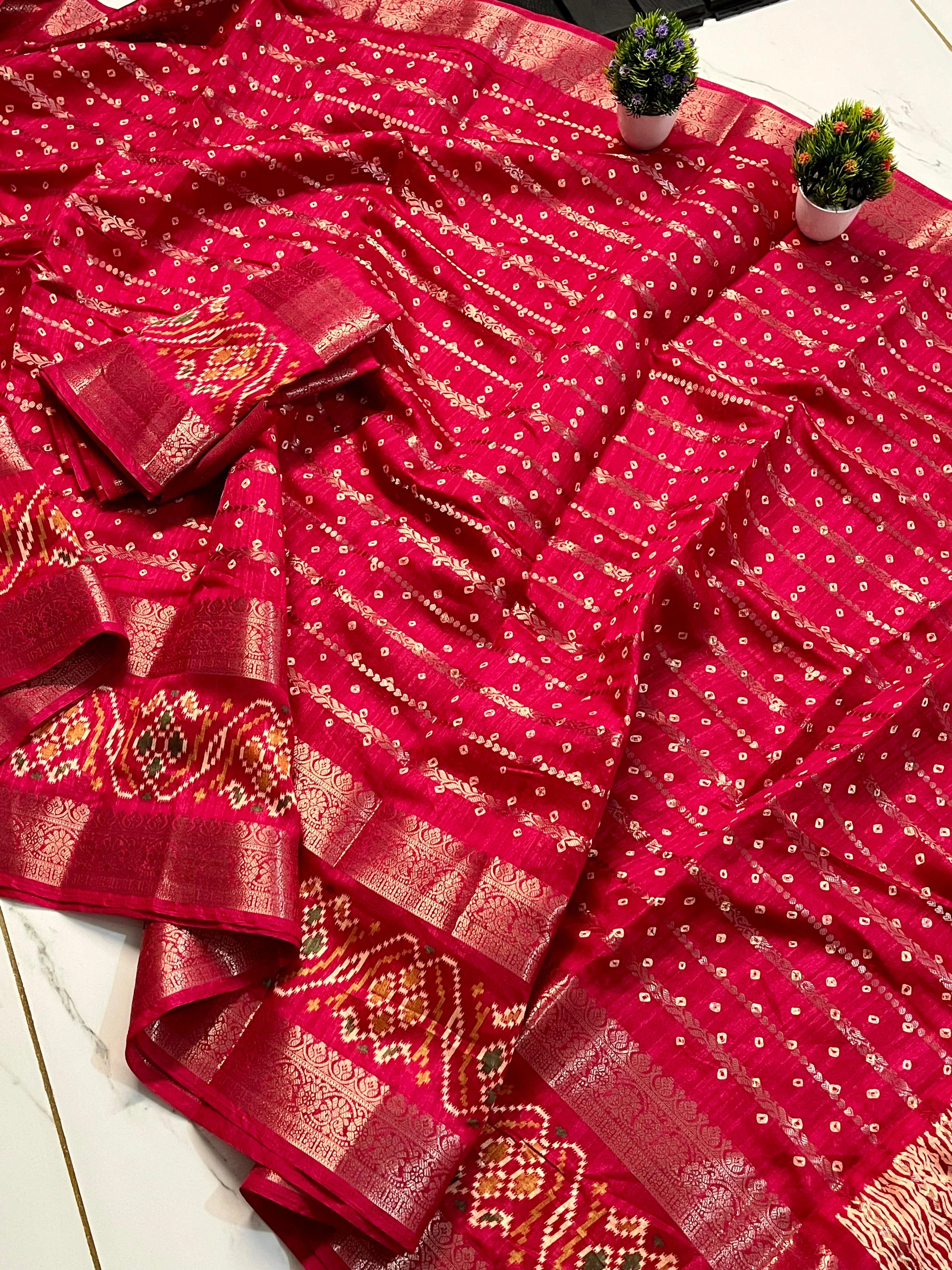 Candy Cotton Silk Saree with Intricate Jacquard Border - Authentic Design-RWC-10-Red