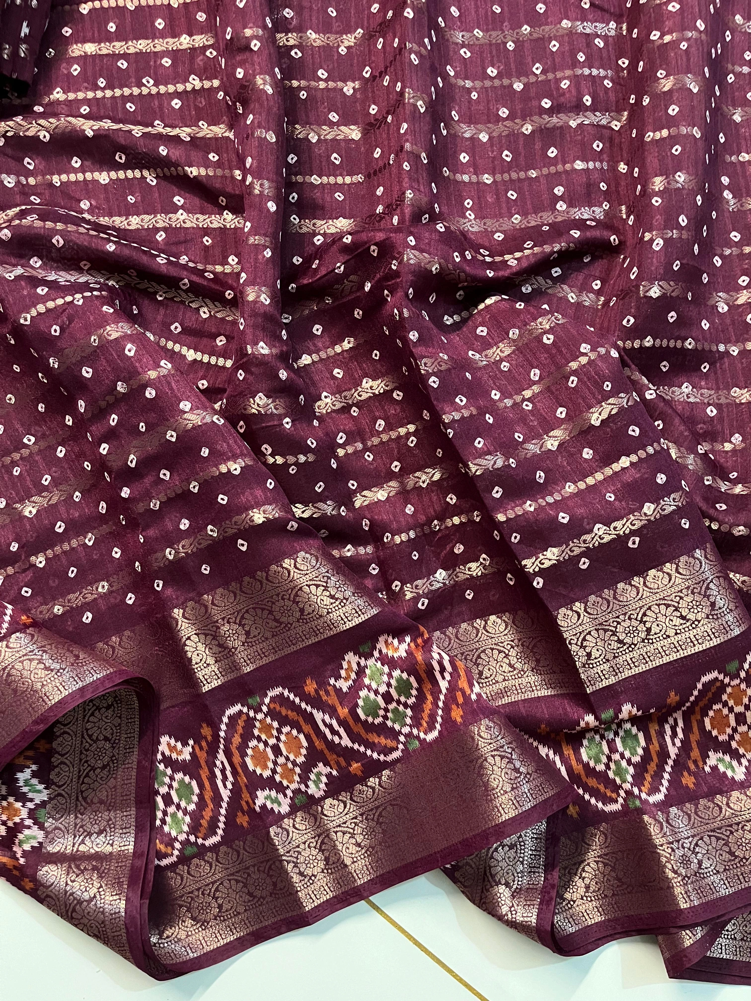 Candy Cotton Silk Saree with Intricate Jacquard Border - Authentic Design-Wine-1