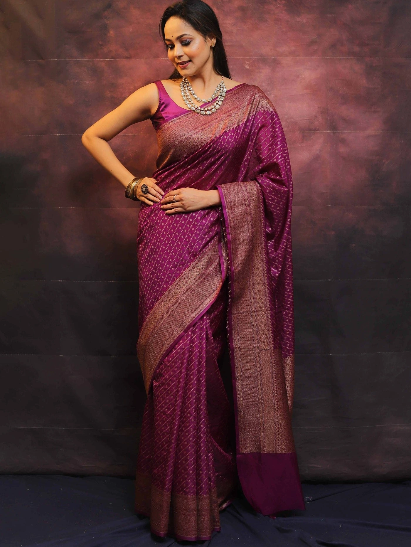 Pure Banarasi Soft Silk Saree with Stunning Copper Zari Weaving-RAL-351-Maroon