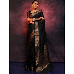Pure Banarasi Soft Silk Saree with Gold Zari Weaving - Stunning and Heavy