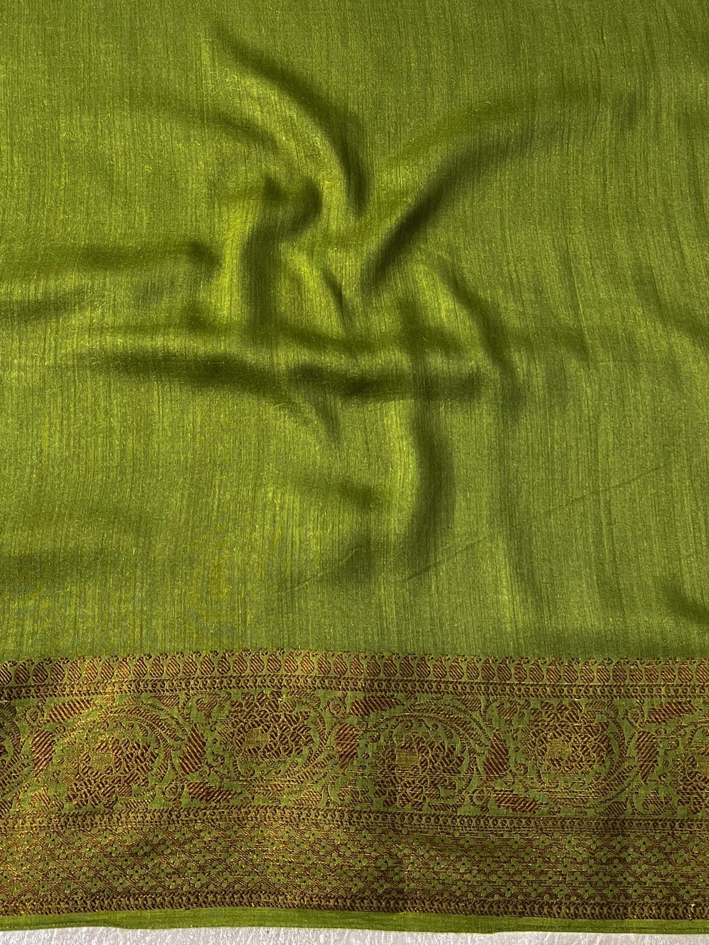 Pure Banarasi Soft Silk Saree with Copper Zari Weaving-Pista-5