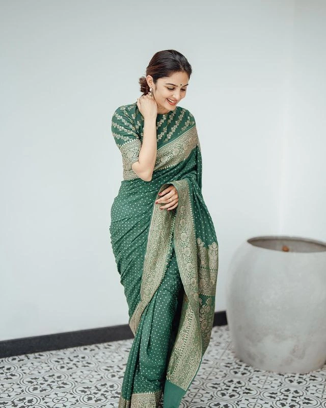 Pure Banarasi Soft Silk Saree with Copper Zari Weaving-RAL-358-Green