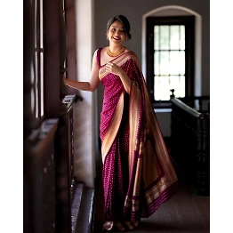 YNF Pure Banarasi Soft Silk Saree with Copper Zari Weaving