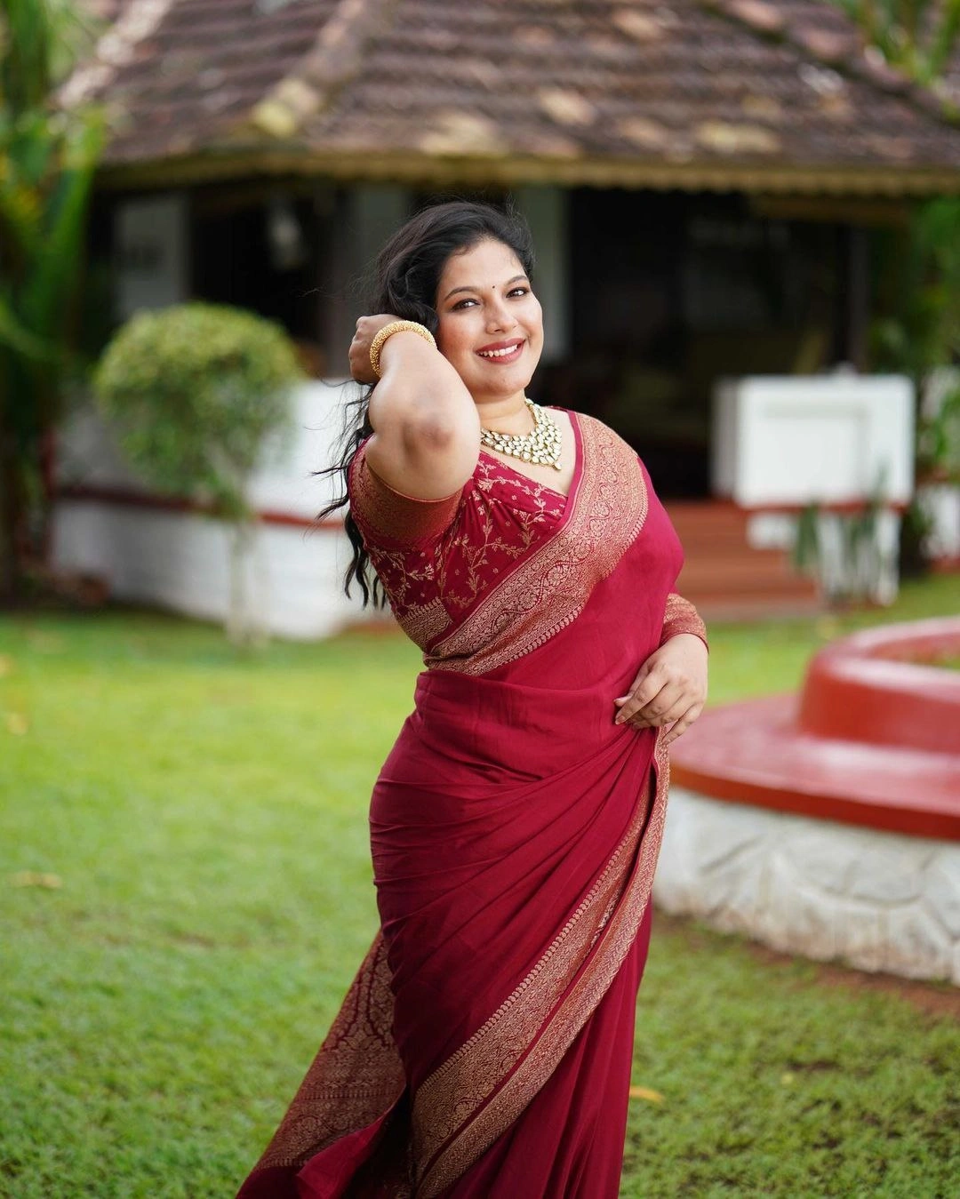 Pure Banarasi Soft Silk Saree with Copper Zari Weaving-Red-2