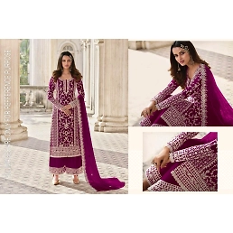 Embroidered Faux Georgette Outfit with Mirror Work - Multiple Colors