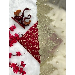 Heavy Soft Organza Saree with Sequin and Zari Embroidery