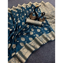 Pure Orgenza Silk Saree with Gold Zari Border and Broket Full Work Blouse