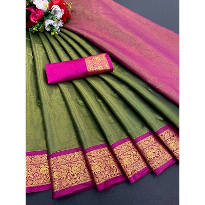 YNF Exclusive Pure Upada Soft Silk Saree with Gold Peacock Design