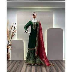 Jimi Chuu Silk Embroidered Top with Matching Sarara - 1kg